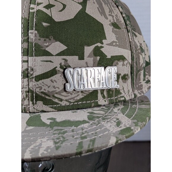 VTG SCARFACE Movie Scene Camo Print Fitted Cap Hat XL Green Tan Camouflage - Picture 4 of 15